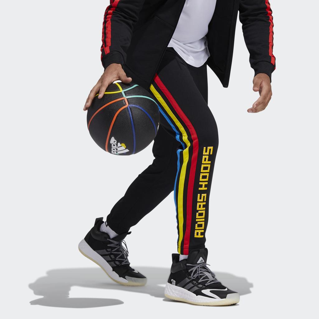Adidas X Lego Co-Branded Letter Print Contrast Stripe Basketball Pants Men Bottoms Black H51238