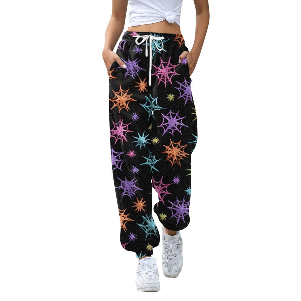 Women's Sports Pants With Pockets Fashion Print Elastic Waist Pants Casual Sweatpants Pants