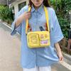 Canvas Small Bag Japanese Ins Women Shoulder Bag Cute Funny Personality Embroidery Bear Girl Student Transparent Messenger Bag