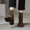 New Square Toe Thick Heel Everything Temperament Fashion Boots Ankle Boots Small Fragrance Stretch Slim Boots