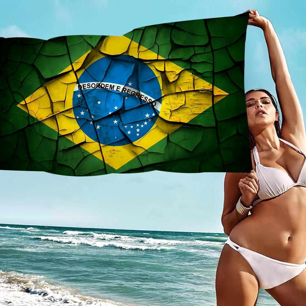 Brazil Brazilian Flag Big Microfiber Beach Towels Quick Dry Towel Sand Beach Towels Pool Towel For Travel Swim Pool Yoga