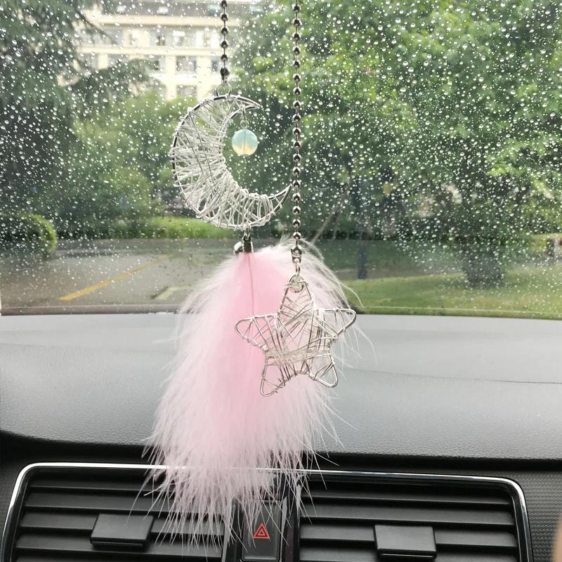 Boho Dreamcatcher Car Mirror Pendant - Pastel Feathers & Silver Charms, Premium Rearview Decoration