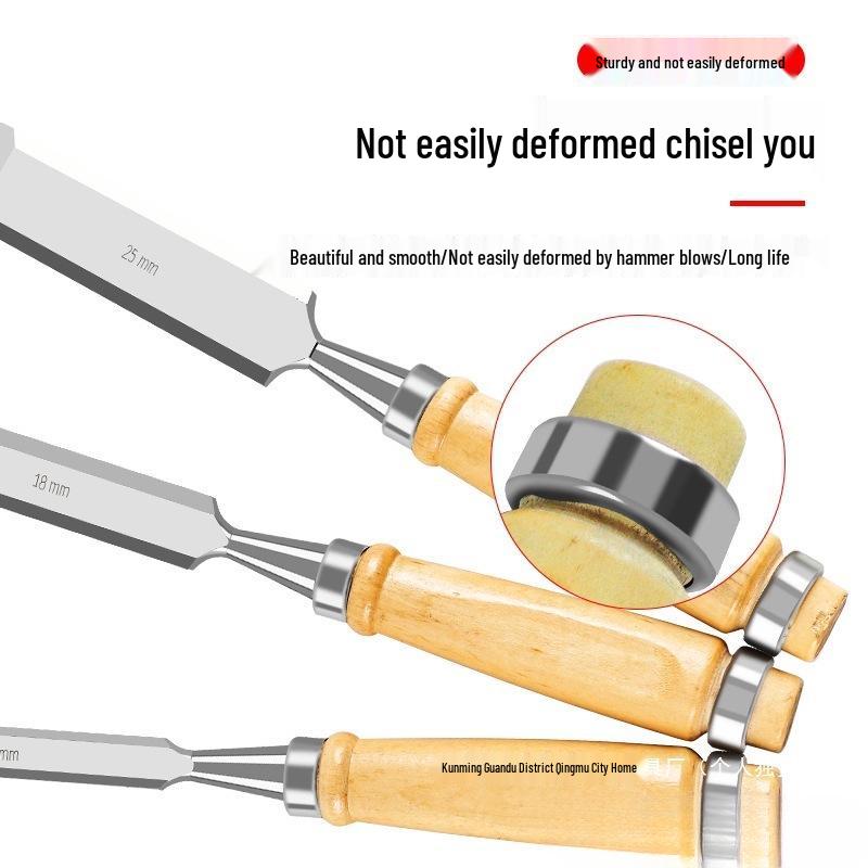 Набор стамесок по дереву из хромованадиевой стали с деревянными ручками