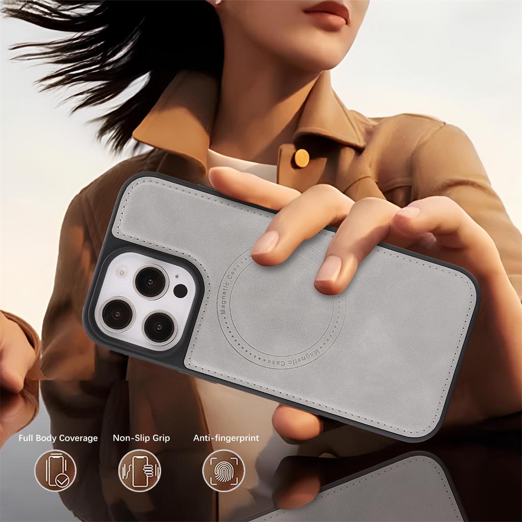 Магнитный беспроводной чехол для телефона для iPhone 12 - 17, 8 цветов, веганская ПУ-кожа, всесторонняя противоударная защита