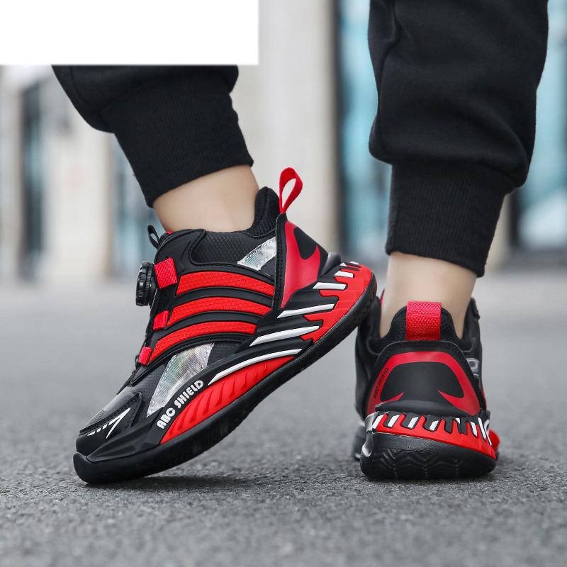 Новый дизайн Кроссовки для детей с кнопкой Легкие баскетбольные кроссовки Детские Осенние Водонепроницаемые Детские Спортивные Кроссовки Мальчик zapatos respetuosos niño