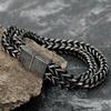 European And American Men 'S Stainless Steel Braided Double -Row Positive And Negative Keel Magnet Buckle Bracelet Titanium Bracelet