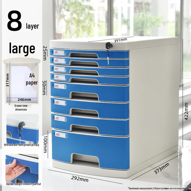 Lockable Multi-Layer A4 File Cabinet Drawer - Plastic Office Storage Box