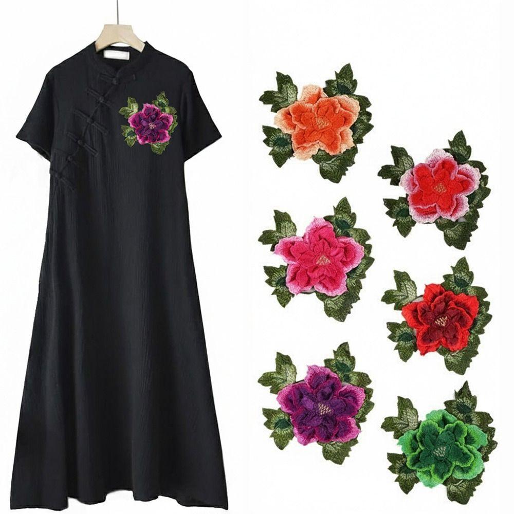 Peony Embroidery Patch Floral Embroidery Floral Applique Fashion Elegant Sewing Accessories
