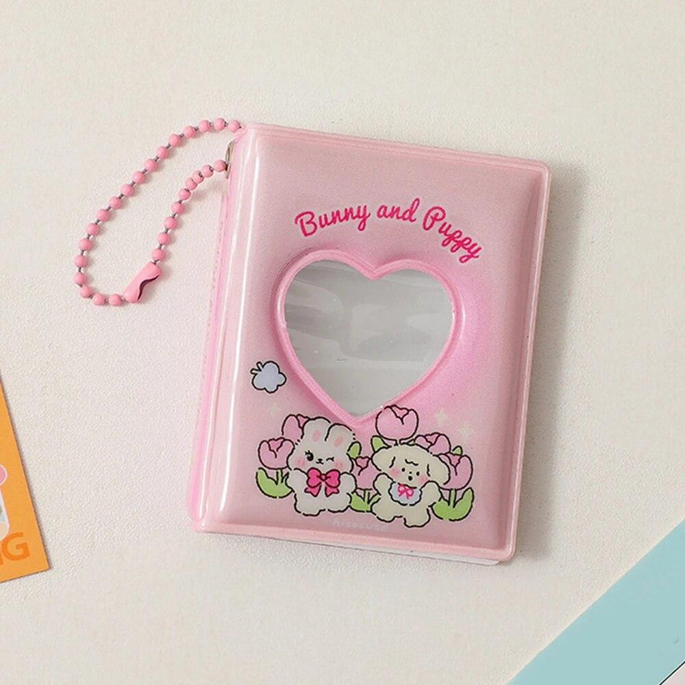 2 Inch 16 Pockets Small Photo Album Korean Cartoon Photos Collect Book Card Holder With Keychain Mini Card Bag Photocard Holder