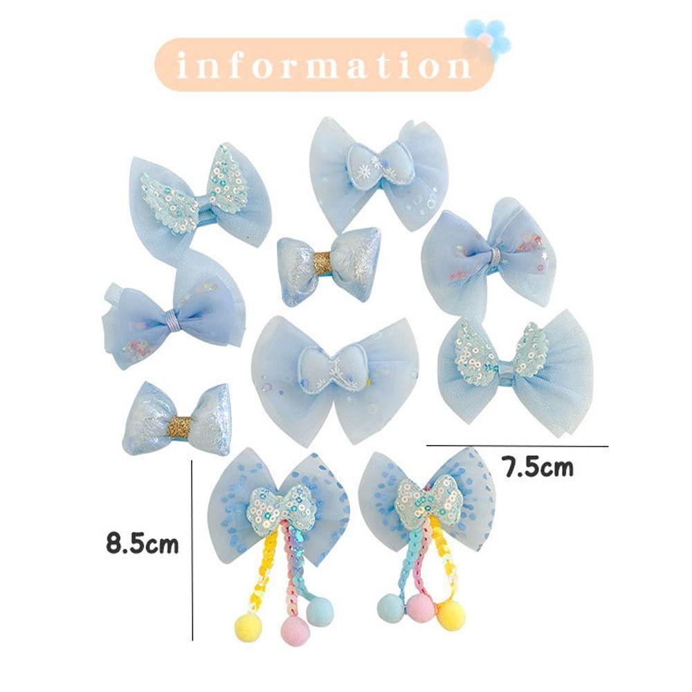 10pcs Mesh Bow Side Barrettes Princess Lace Headwear Beautiful Hair Clip  for Girls