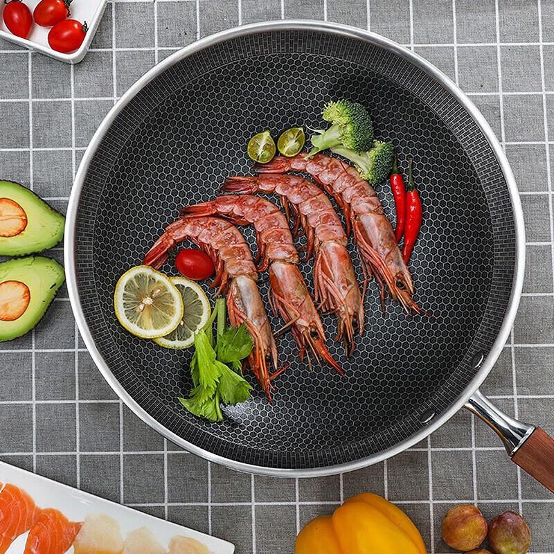 Kombach 32cm 304 Stainless Steel Honeycomb Non-Stick Wok