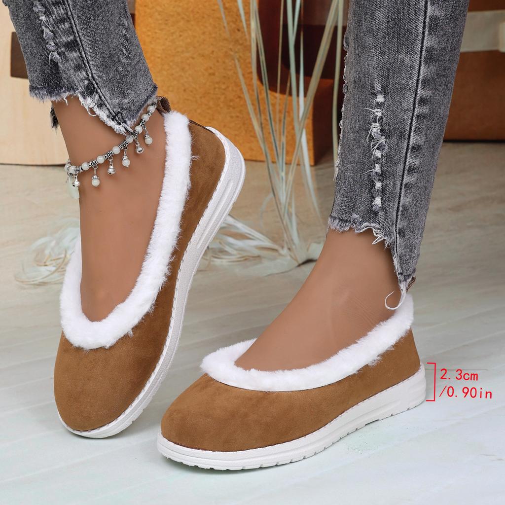 Foreign Trade Low-top Round Head Velvet Single Shoes Women's Cross-border Large-size Car Front Line Warm Round Head Shallow Mouth Warm Cotton Shoes