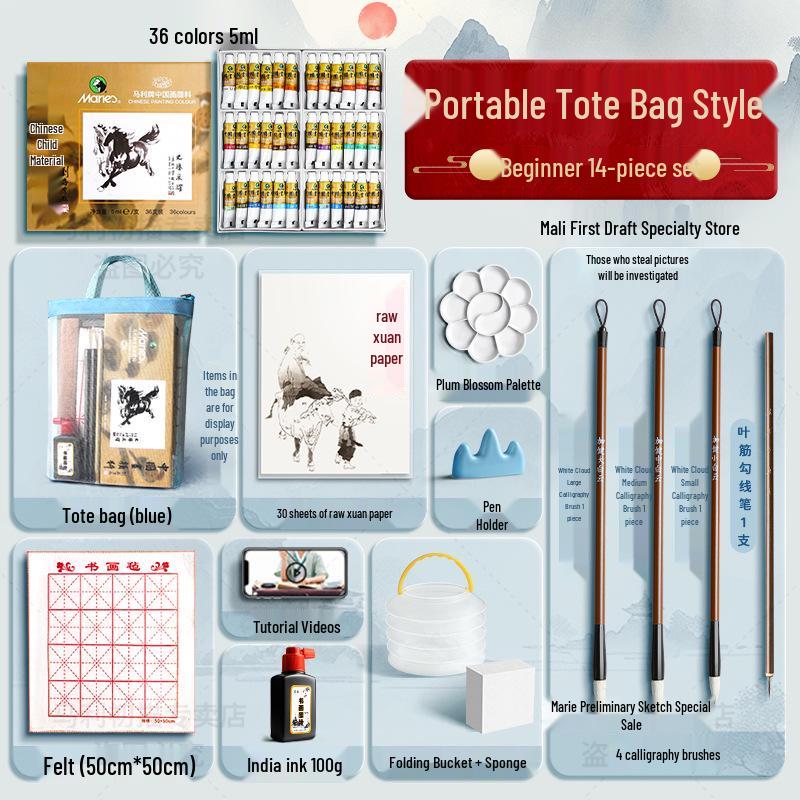 Набор Марии для начинающих из 12 цветов для детской живописи тушью с кистями