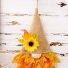 Thanksgiving Maple Leaf Gnome Wreath with String Light Indoor Outdoor Front Door Wall Hanging