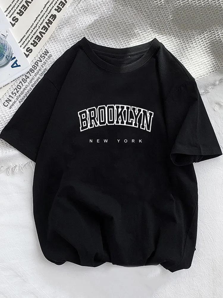 Summer WoBrooklyn Letter Print T Shirt Girl Graphic Harajuku T-shirt Streewear Clothes Causal Female Y2K Man Tees Tops