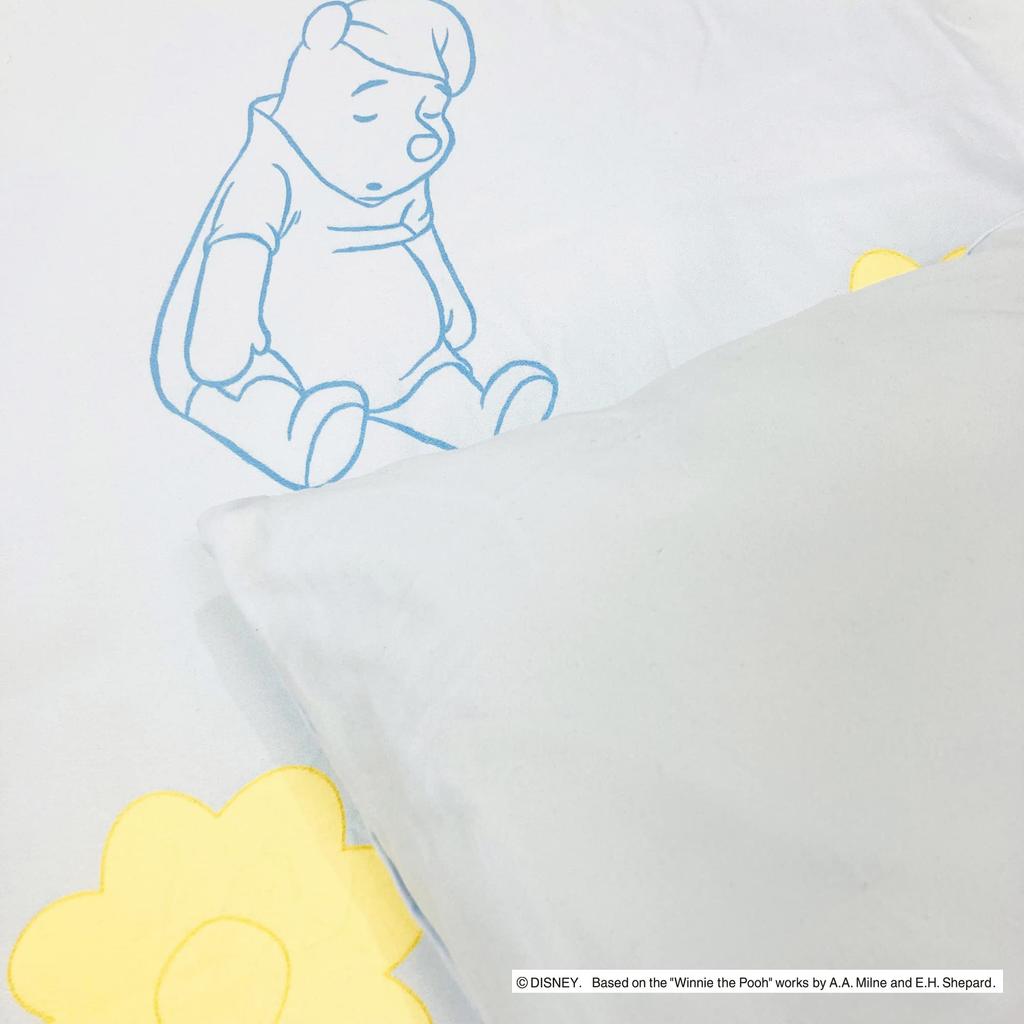 MORIPiLO Disney Duvet Cover Set the Pooh Sleeping Flower Duvet Cover and Soft Peach Skin Single Size 150x210cm Blue Cute Bedding Set Disney Character