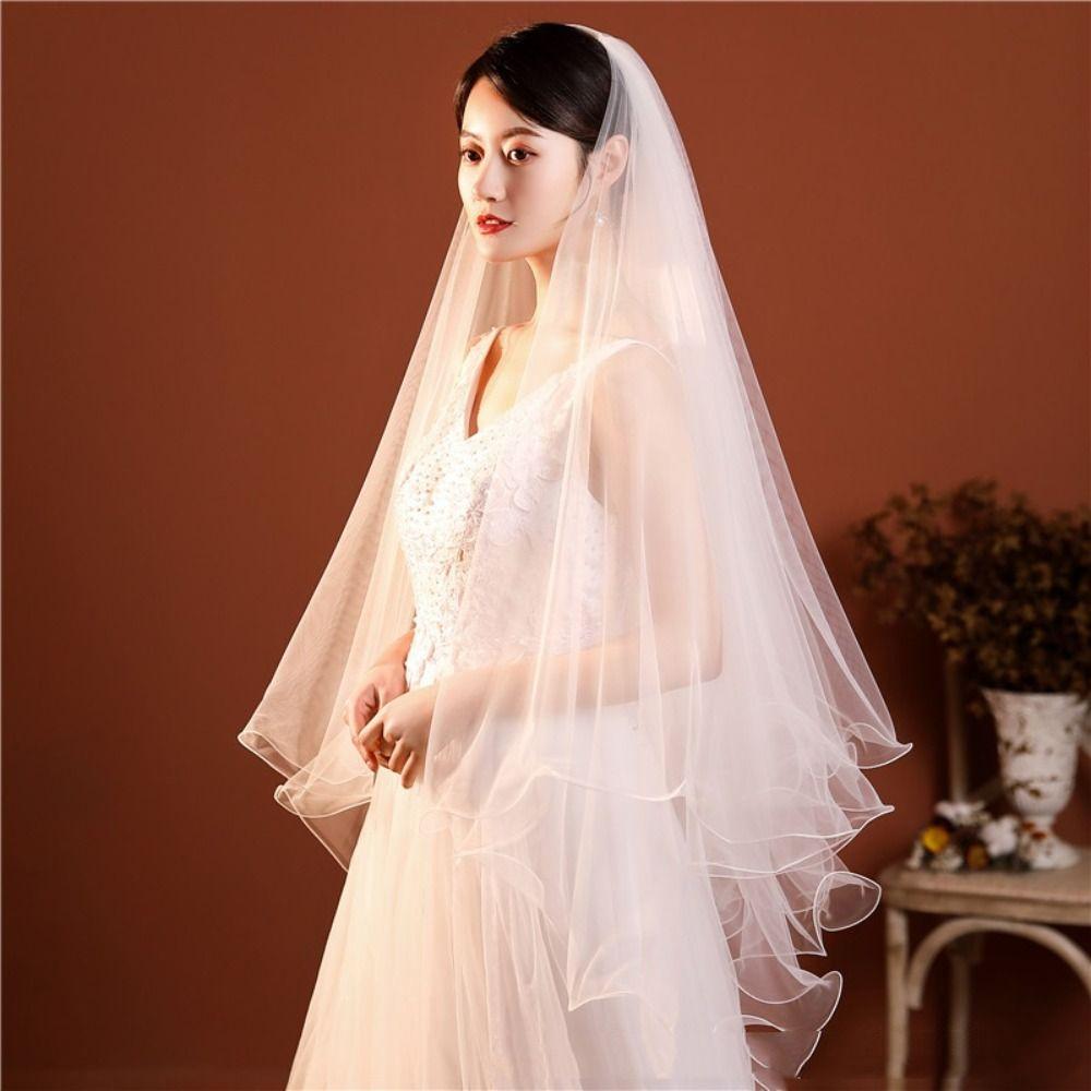 Двухслойные свадебные фаты короткая марля на голову невесты новая свадебная фата аксессуары для невесты