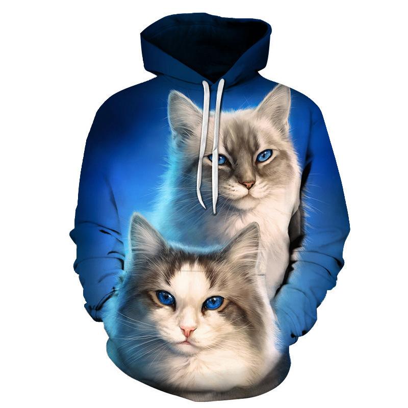New Fashion Cat Hoodies 3D Animal Cat Printed Hoodie Casual Men Women Hooded Pullovers