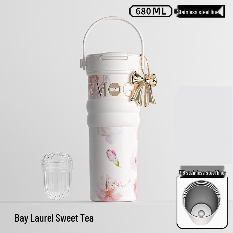 Большая цветочная термокружка из нержавеющей стали для путешествий - Идеально подходит для автомобиля и кофе