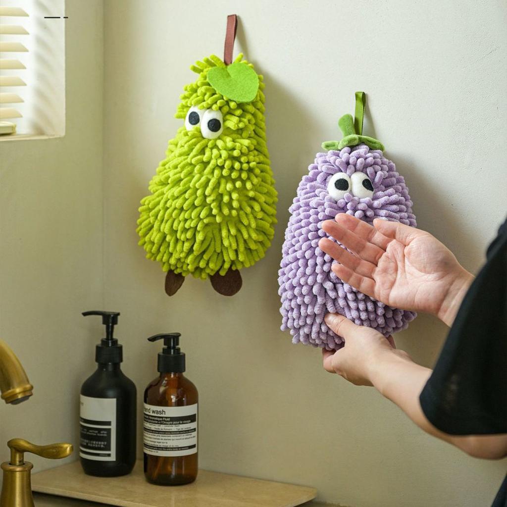 Hand Towel Hanging Cute Cartoon Chenille Kitchen Bathroom Absorbent Towel Wiping Handball