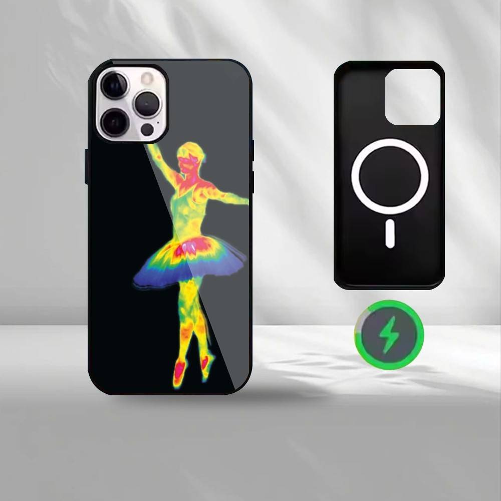 Термоизображения Чехол для телефона Для iPhone17,16,15,14,13,12,11 Max Черный Беспроводная зарядка Защитный чехол
