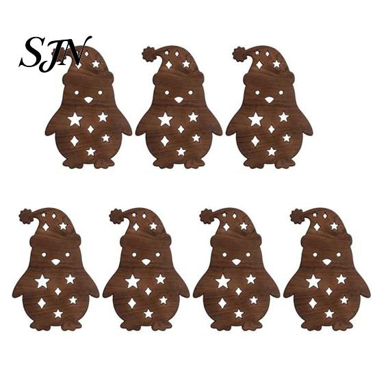 Rustic Christmas Wall Decor 7Pcs 3D Light-Up Wooden Reindeer with Warm LED Backlight, Peel And Holiday Hanging Signs Stick Art for Living Room Bedroom