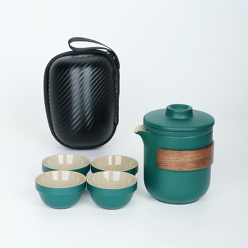 Travel Kung Fu Tea Set Small Set Portable Kuaike Cup One Pot Four Cups Outdoor Tea Pot Tea Cup Gifts