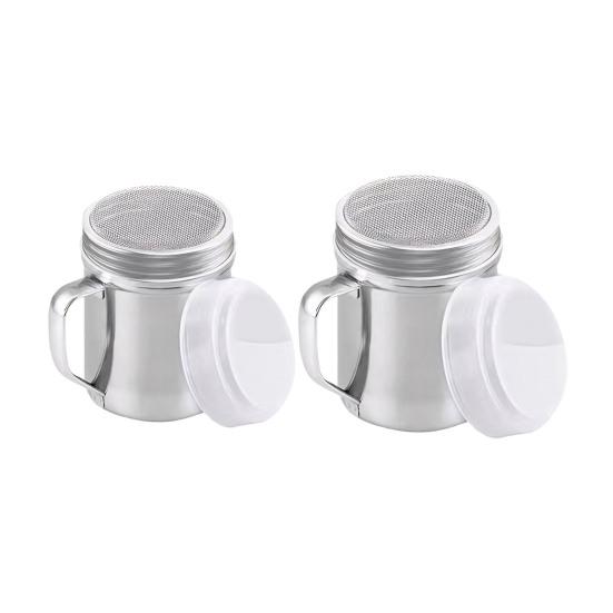 Порошковый шейкер из нержавеющей стали, диспенсер для сахара и корицы с мелкой сеткой, ручкой и герметичной крышкой, безопасен для посудомоечной машины, сито для муки для выпечки, украшения для кофе и десертов