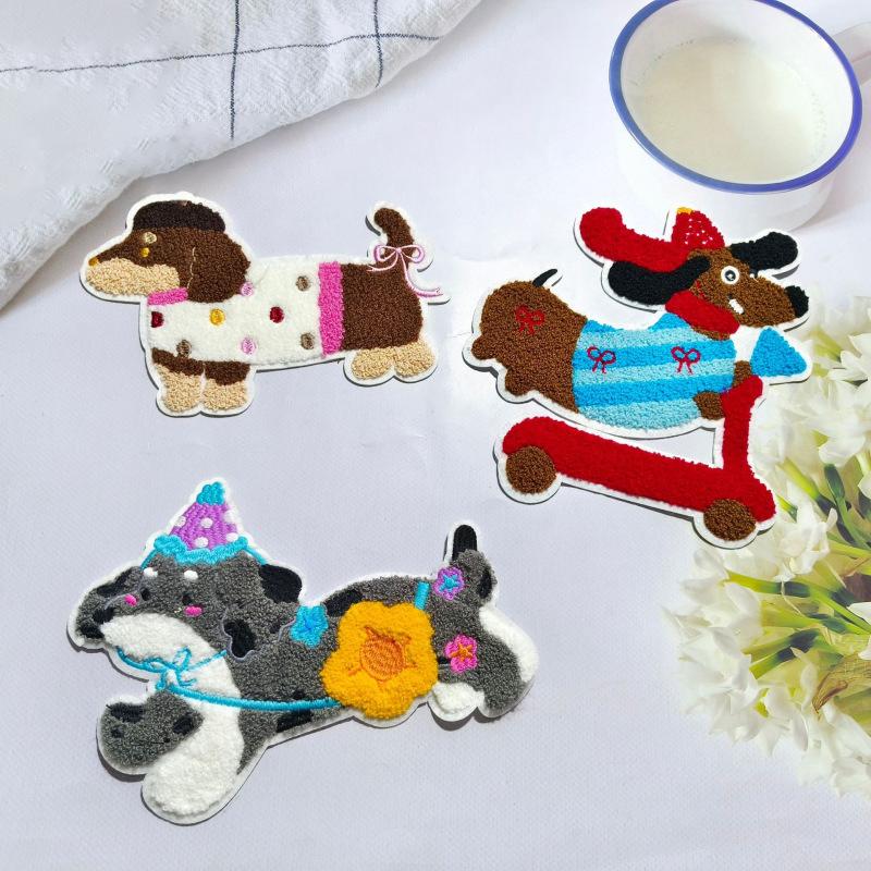 Вышитая нашивка для шитья с собакой, аппликации с собакой, вышитые нашивки для различной одежды, украшения для сумки, обуви