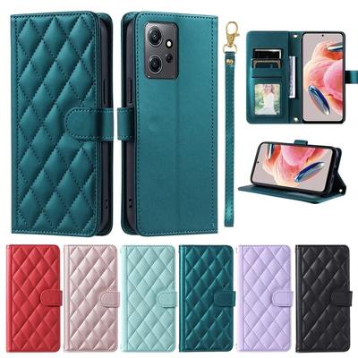 Модный кожаный чехол с клетчатым ремешком для Xiaomi 13T Redmi Note12 Pro Note11Pro 10 9 8 Pro 12c 13c, защитный чехол-кошелек с отделениями для карт