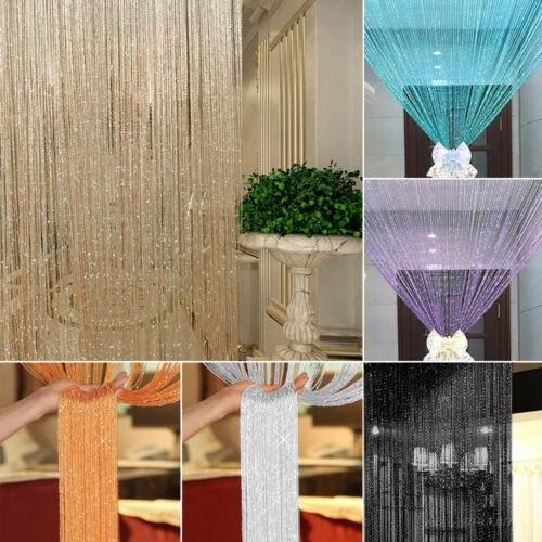Curtain Living Room Curtains Shiny Tassel Hanging String Door Window Curtain String Door Divider Drape Valance Home Decoration