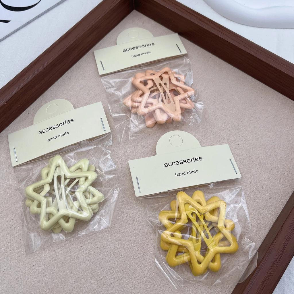 5 шт., шпильки-невидимки для девочек в виде звездочек конфетного цвета, крутые металлические заколки для волос в виде пентаграммы для девочек, аксессуары для головных уборов в стиле Харадзюку