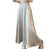Women Fishtail Skirt High-Waisted Satin-Like Breathable Maxi Skirt Solid Color Office Skirt Work Leisure Daily Wear