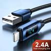 Светодиодный дисплей USB-кабель для iPhone 14 13 12 11 Pro Max быстрое зарядное устройство Lightning 2.4A USB-провод шнур X XR 8 7 1м 2м
