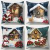 Веселое рождественское украшение наволочка коттедж снежный вид наволочка диванная подушка люкс украшение для комнаты подарок на Новый год