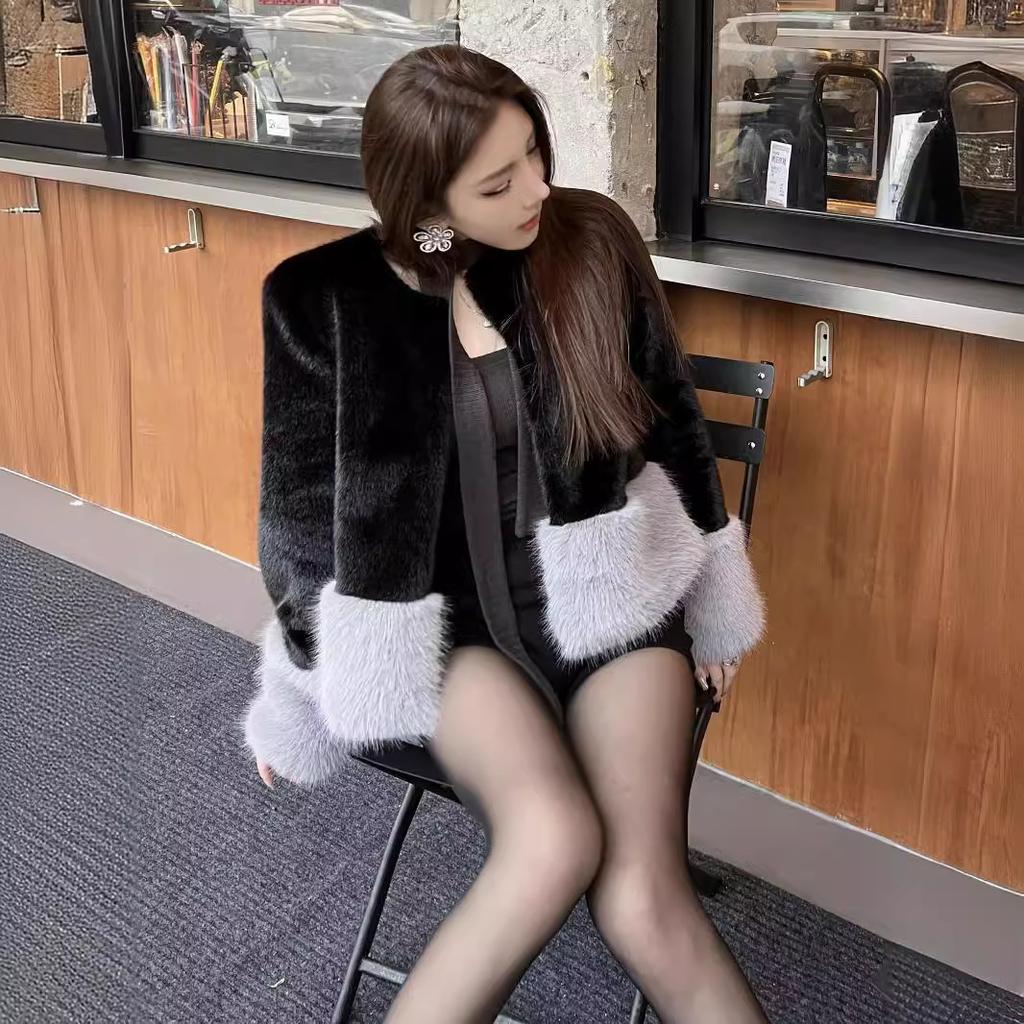 Осень и зима новый черный меховой пальто женский защита окружающей среды норка короткая Интернет знаменитость мех маленький рост женский топ