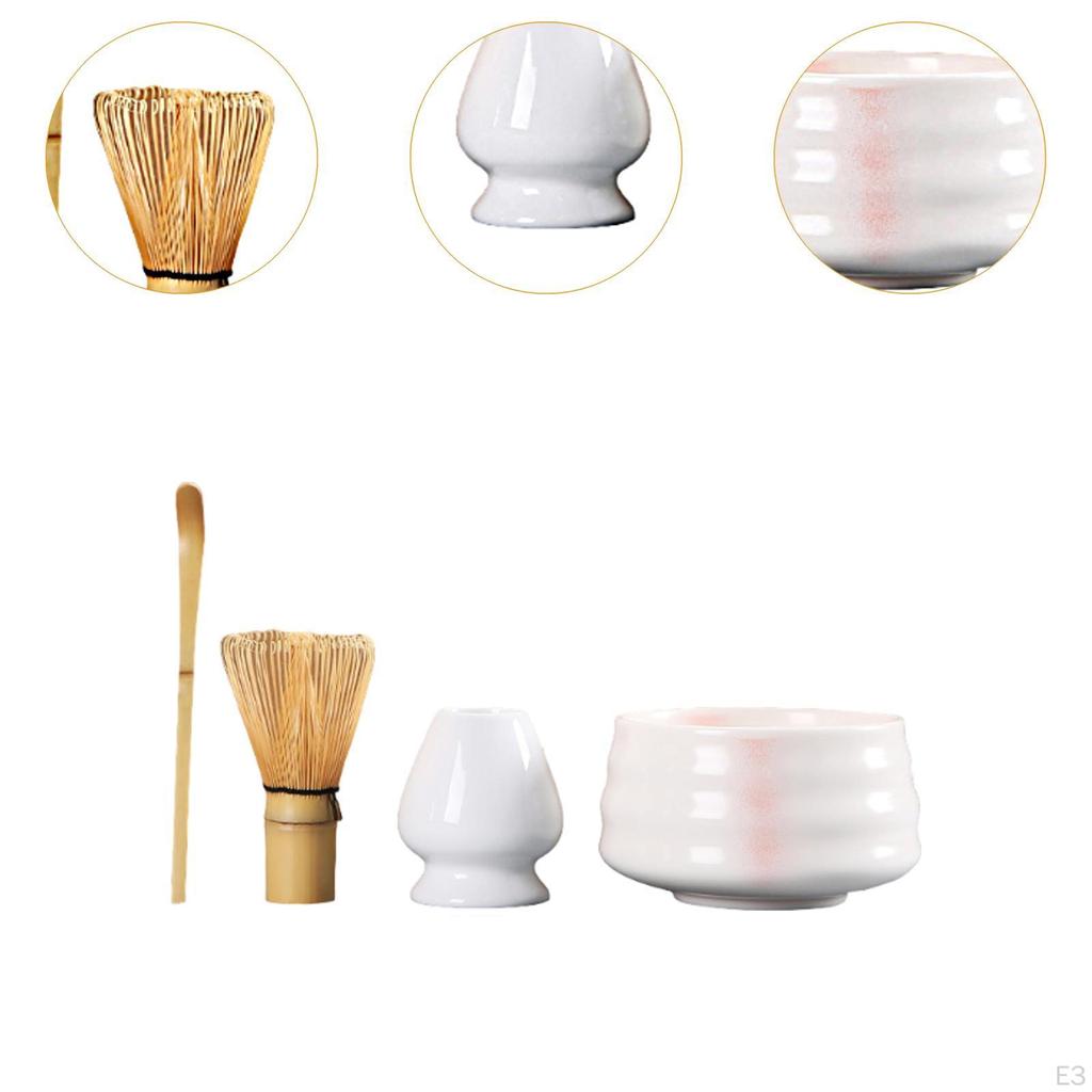 Набор из 4 венчиков для чая матча, полный набор керамических инструментов для заваривания чая в чаше,