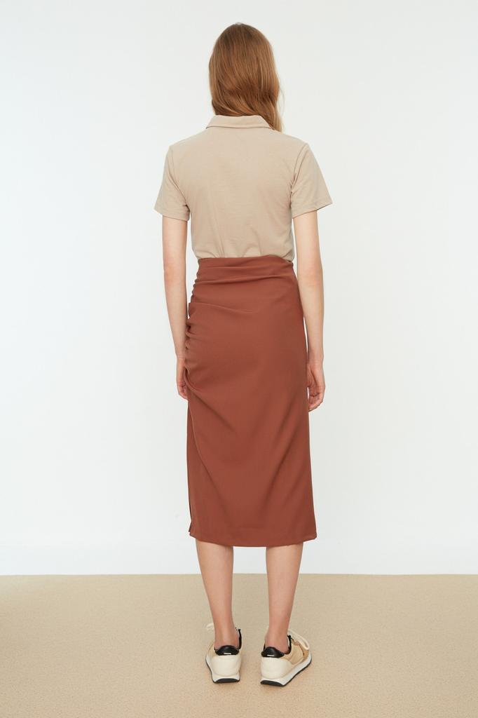 Черная плиссированная юбка с детальным разрезом TWOSS20ET0045..