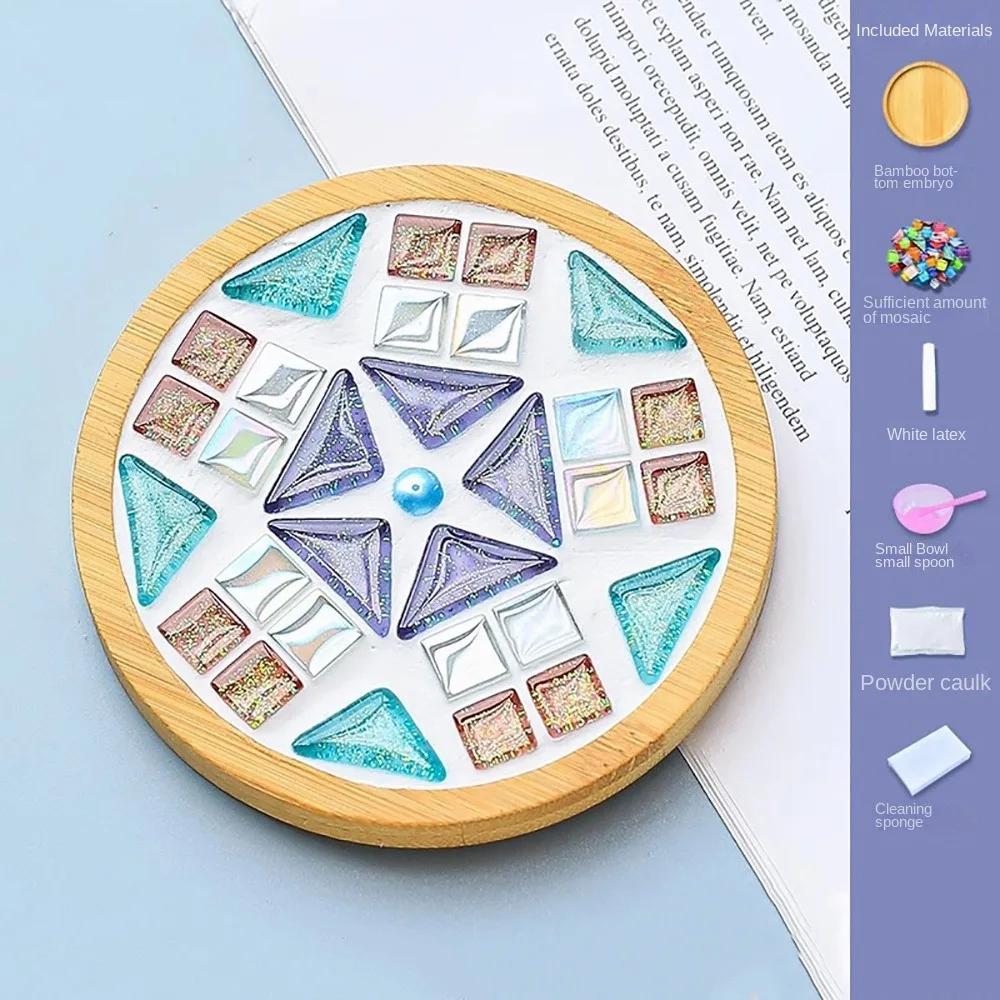 НОВЫЙ Квадратный Круглый DIY Мозаичный Подстаканник Рукоделие Мозаичное Стекло Ручная Работа Подставка Под Чашку Аксессуары Свободное Творчество Бамбуковая Подставка Родитель-Ребенок