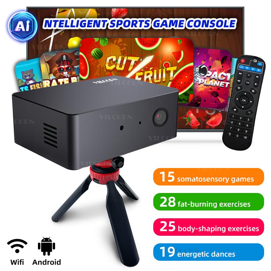 VILCORN Умная ИИ-система для активных игр для детей и семей. Интерактивная физическая фитнес-игровая консоль с играми, распознающими движение