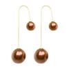 Earrings U-Shaped Double Sided Faux Pearl Gold Plated Ear Dangle Jewelry