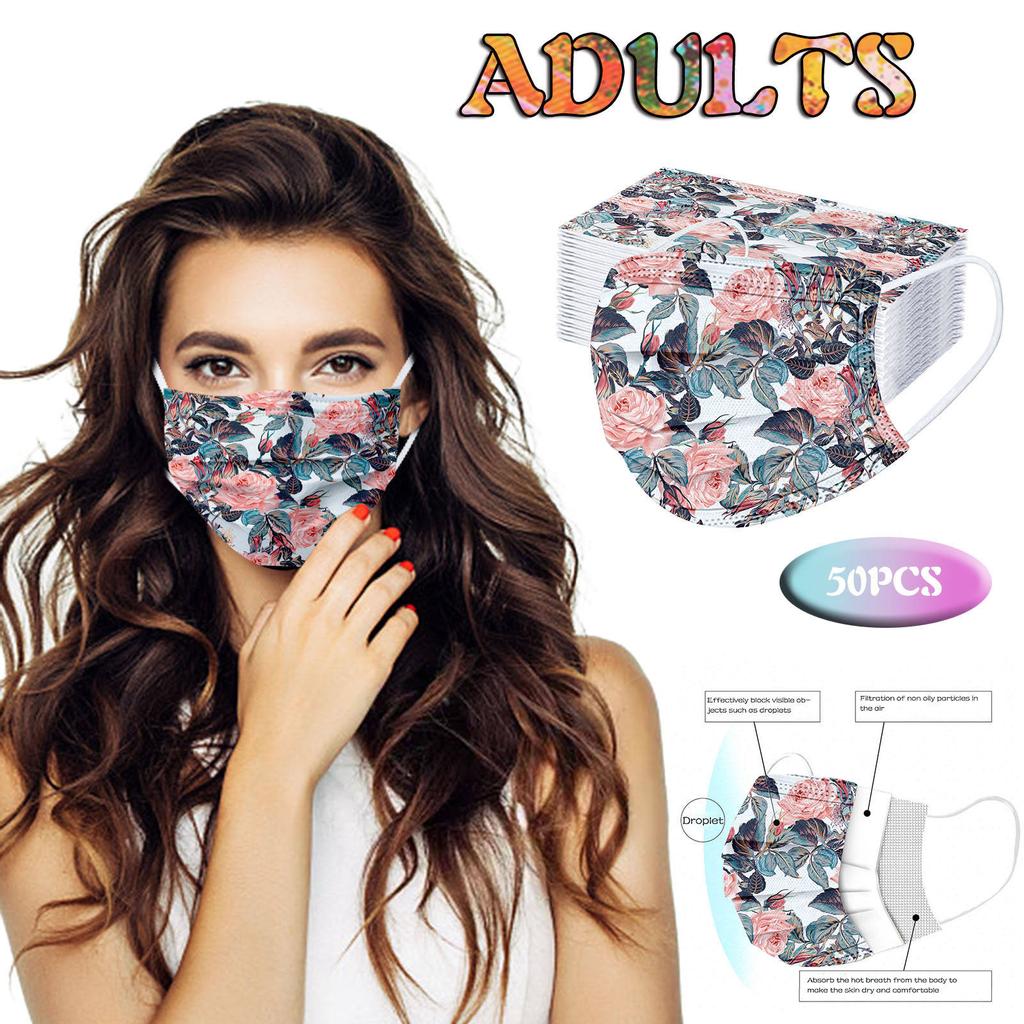 50 шт. трехслойная защитная пыленепроницаемая одноразовая маска с мультяшным принтом для взрослых