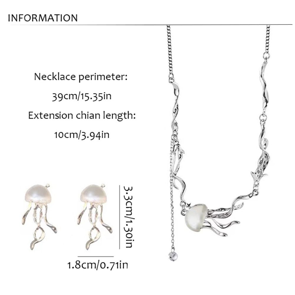 Jewelry Y2K Jellyfish Stud Earrings Women Crystal Necklace Transparent Pendant Korean Style Choker