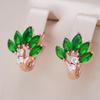 Блестящие зеленые серьги-листья из натурального циркона в английском стиле для женщин, модные, цвета розового золота, повседневные винтажные украшения, кристальный подарок