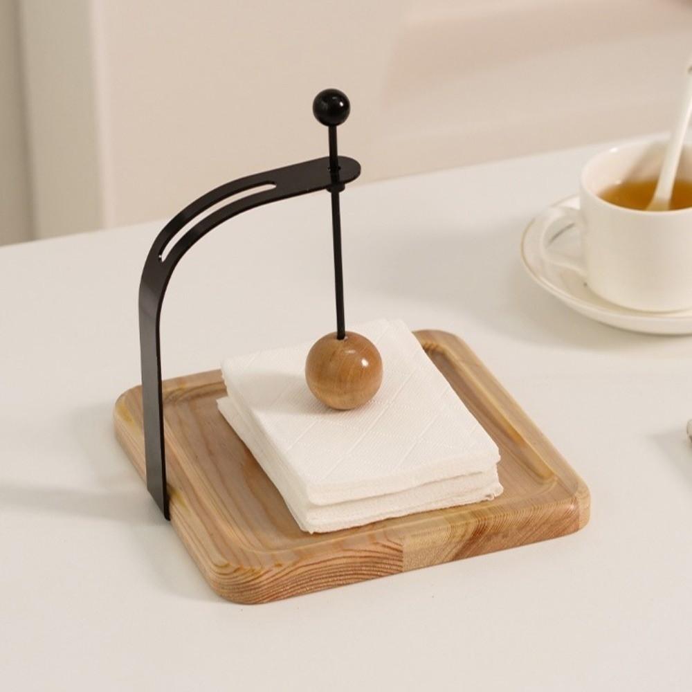 Solid Wood Cafe Napkin Holder Flat Tissue Stand Paper Towel Box Serviette Dispenser for Hotel