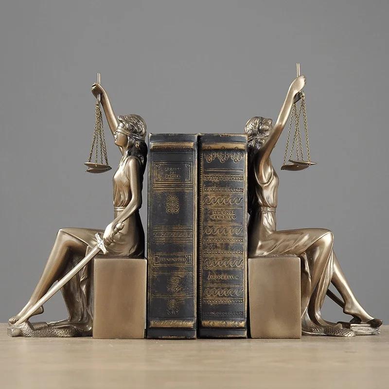 Греция Богиня Правосудия Фемида Настольное Украшение Подставка для Книг Смоляные Украшения Статуэтка Скульптура Персонажа Декор Книжная Полка Домашний Декор