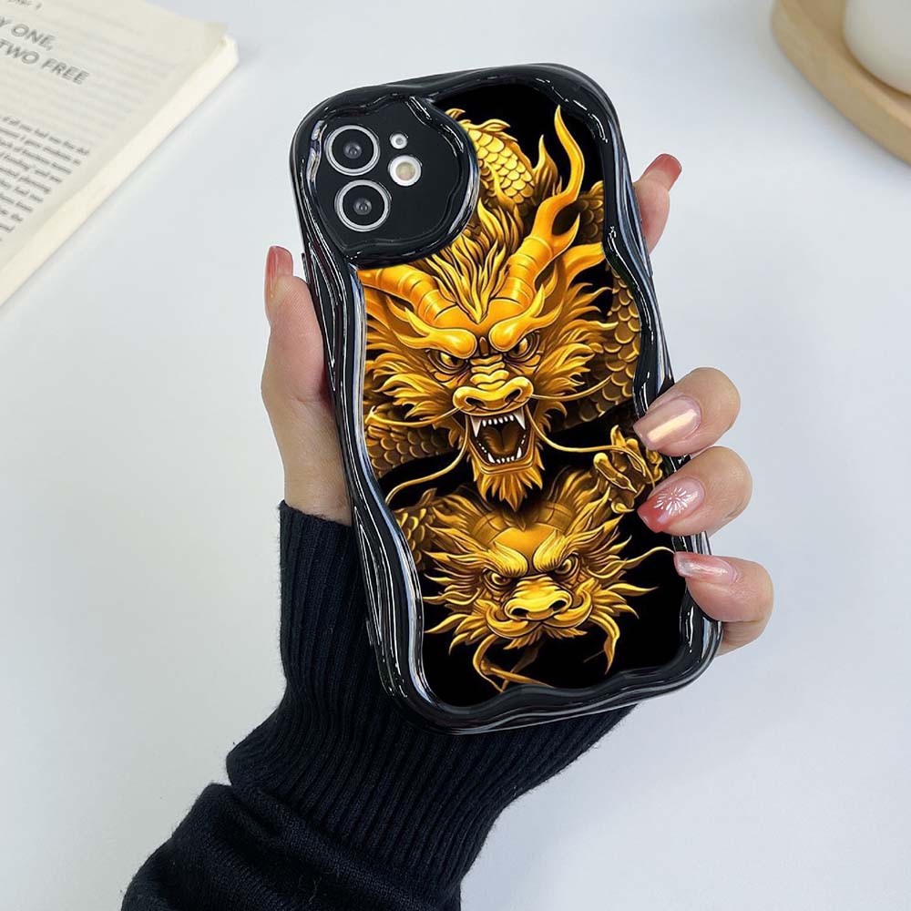 Волнистый чехол для телефона N34 с дизайном «Год Дракона» для iPhone 15 14 13 Pro Max Samsung S24 S23 Ultra A54 A14 A12 Xiaomi Redmi 13C, мягкая задняя крышка Huawei