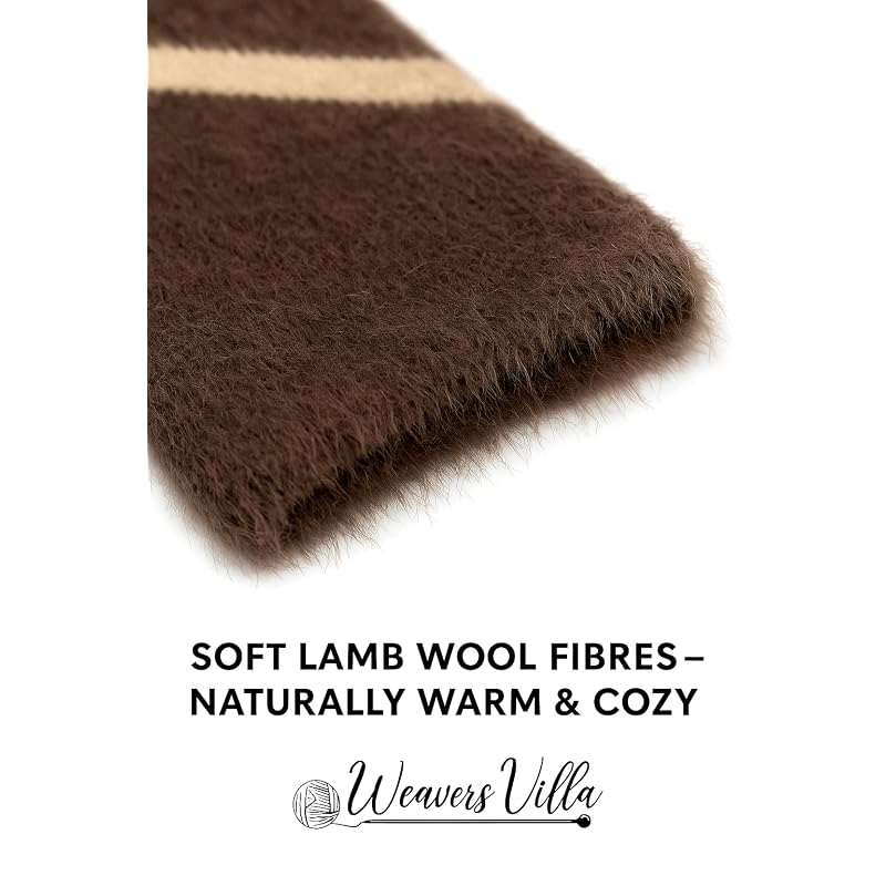 Weavers Villa Mens Lamb Wool Socks UltraSoft & Super Stretchable Naturally Warm Winter Socks with Stylish Stripe De