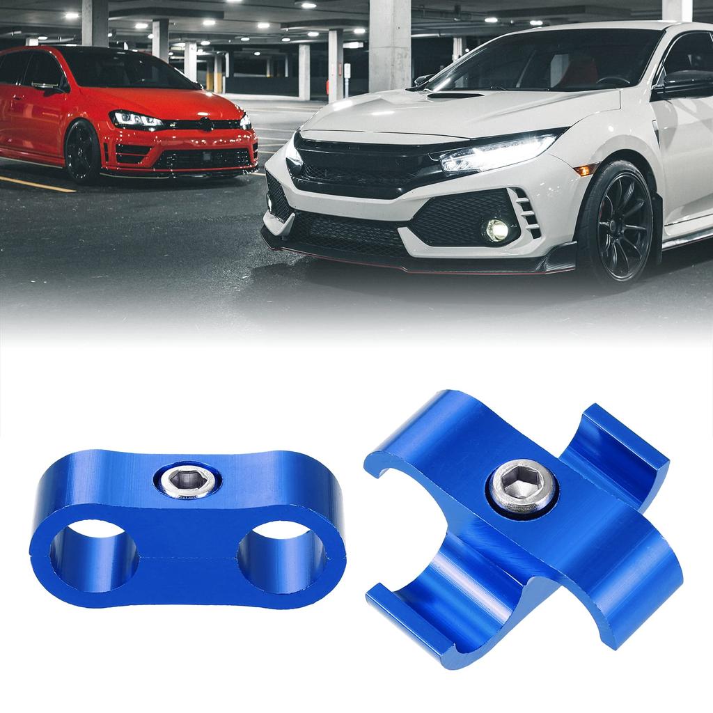 uxcell Автомобильный хомут-разделитель шлангов, соединитель топливной магистрали, алюминиевый сплав AN4 для масляного/топливного шланга, синий, 3 шт.