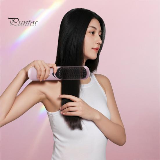 Беспроводной выпрямитель для волос с 3 регулируемыми температурами, быстрый нагрев, портативная дорожная горячая щетка с отрицательными ионами, электрическая расческа для укладки вьющихся волос, распутывающая их
